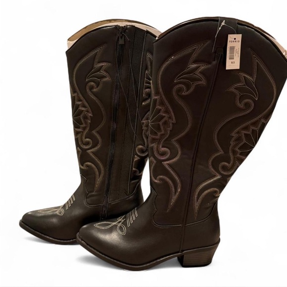 Torrid Western Knee Boots Wide Calf Plus Size Cowgirl Boots, Size 8.5 Wide Width - Picture 3 of 9